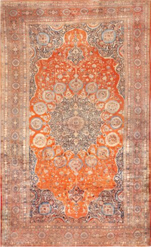Large Antique Persian Silk Tabriz Rug 74124 by Nazmiyal Rugs