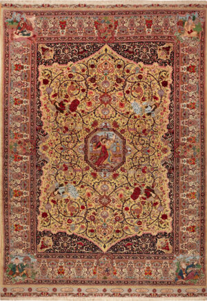 Large Vintage Persian Silk and Wool Tabriz Rug 74077 by Nazmiyal Rugs