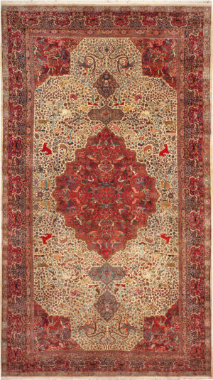 Oversize Antique Persian Mashad Amoghli Rug 95123 by Nazmiyal Rugs