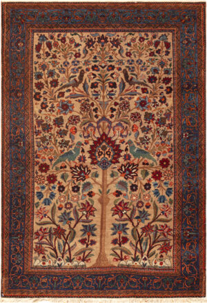 Vintage Persian Tabriz Tree of Life Rug 74014 by Nazmiyal Collection