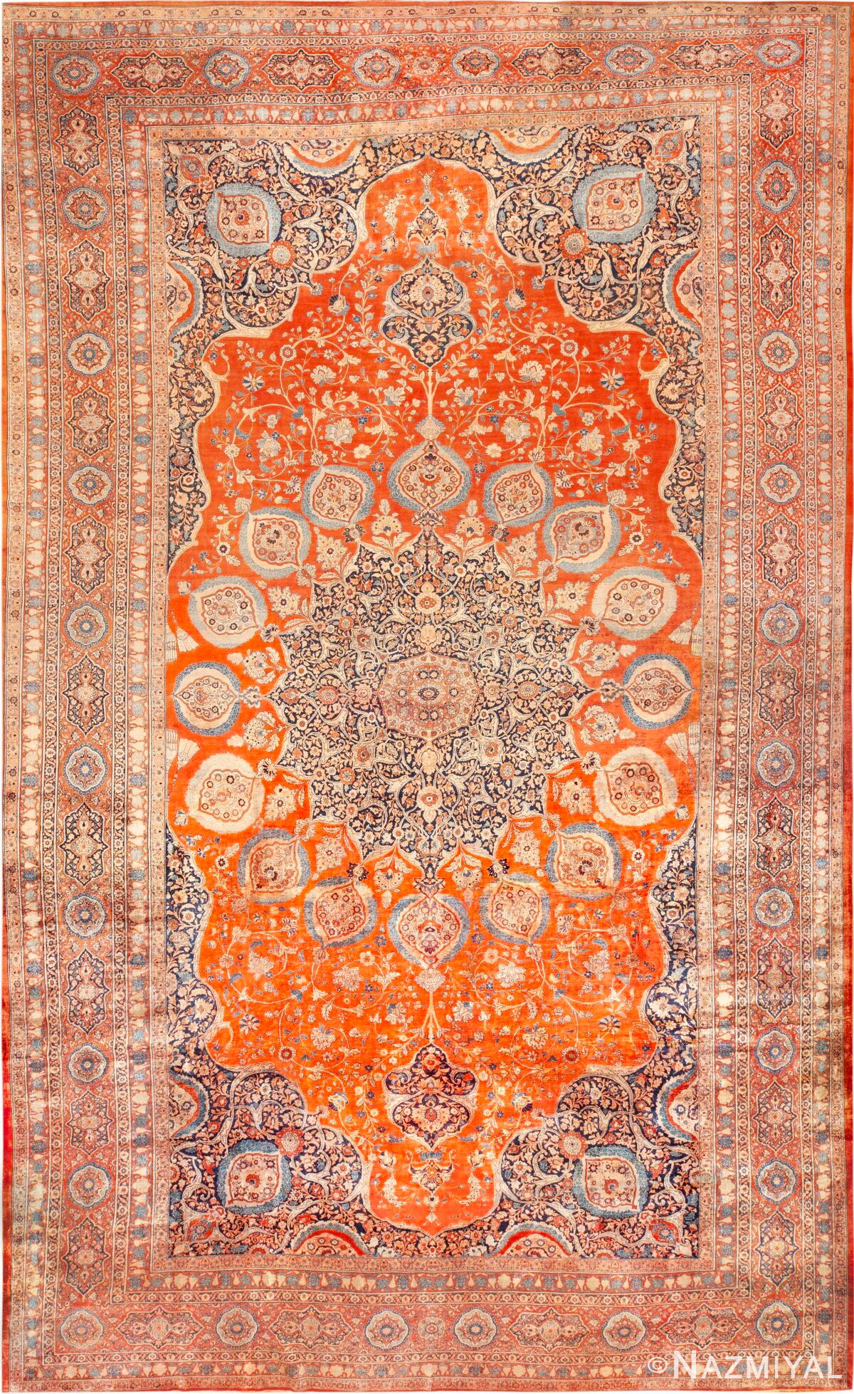 Large Antique Persian Silk Tabriz Rug 74124 by Nazmiyal Rugs