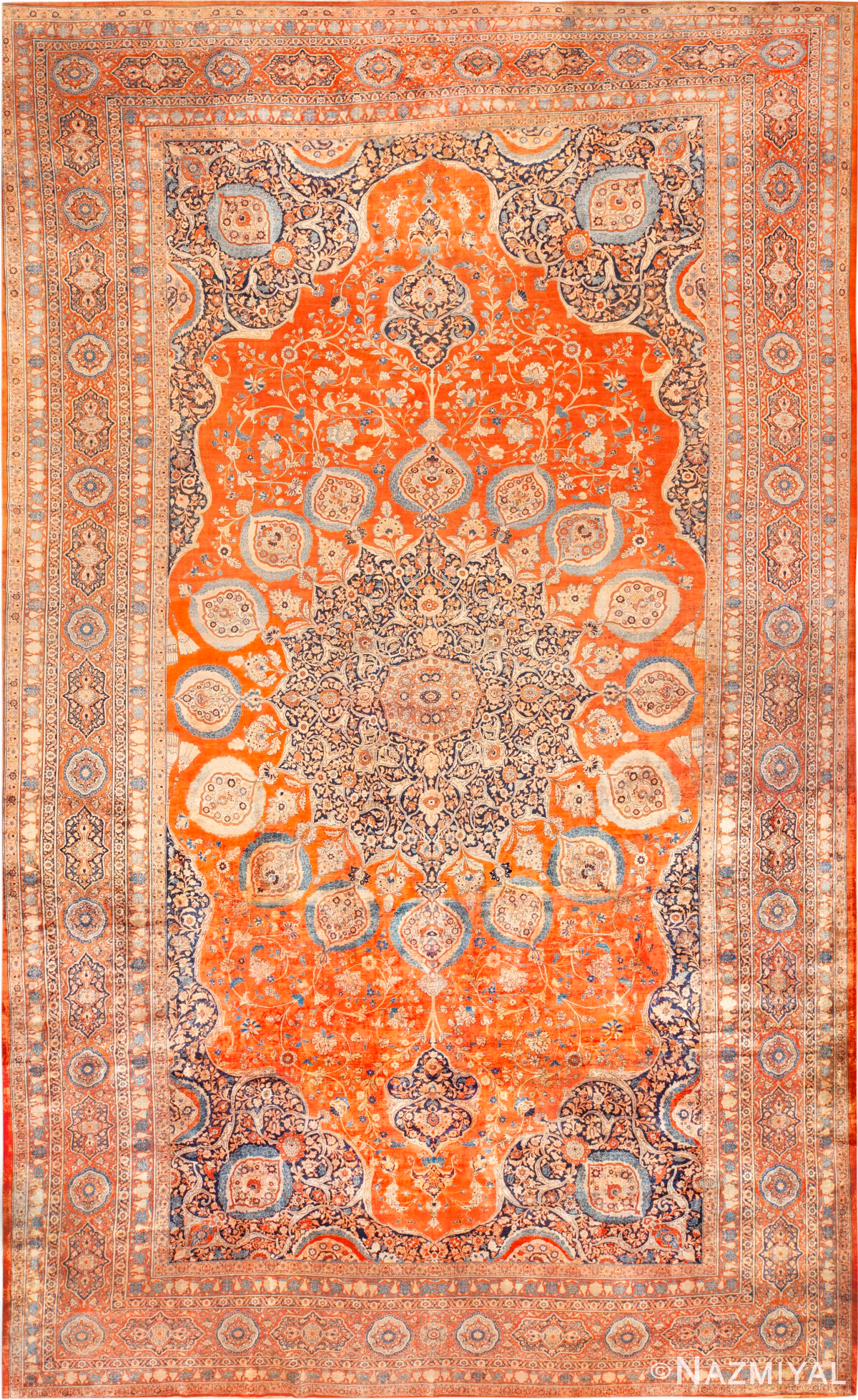 Large Antique Persian Silk Tabriz Rug 74124 by Nazmiyal Rugs
