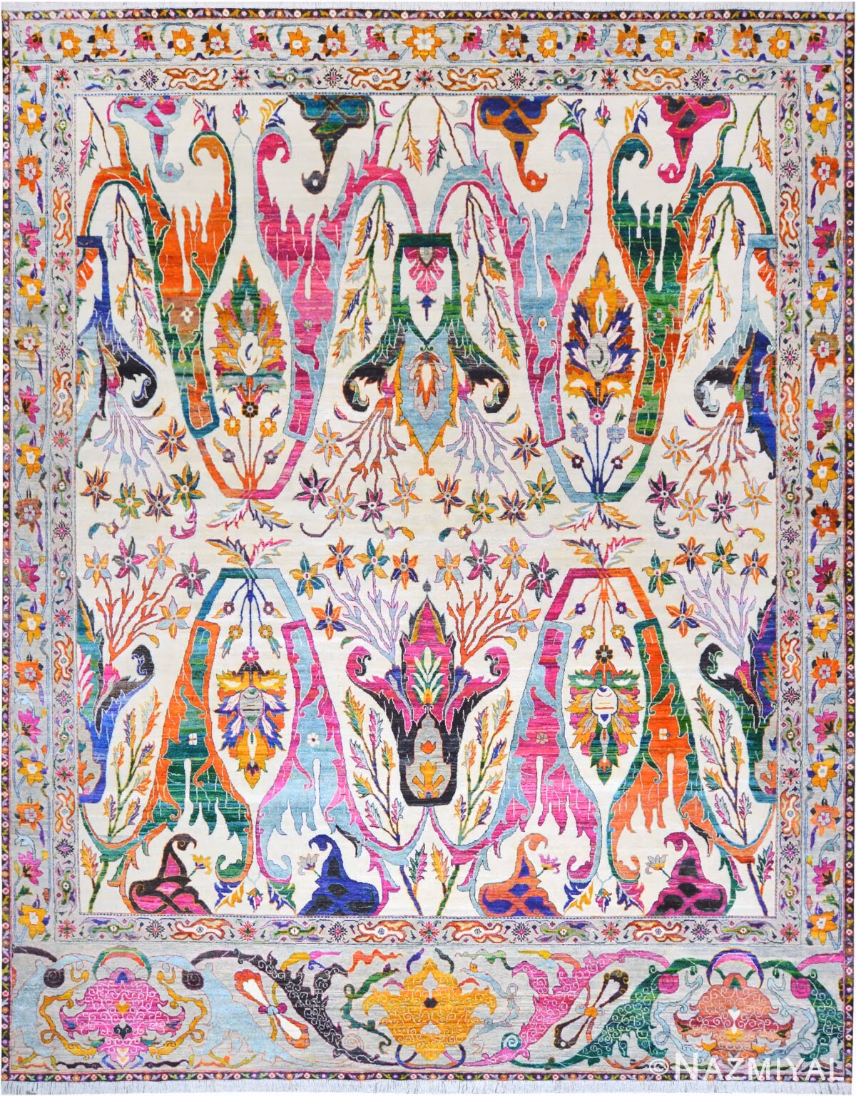 Modern Bidjar Silk Rug 30015 by Nazmiyal Rugs