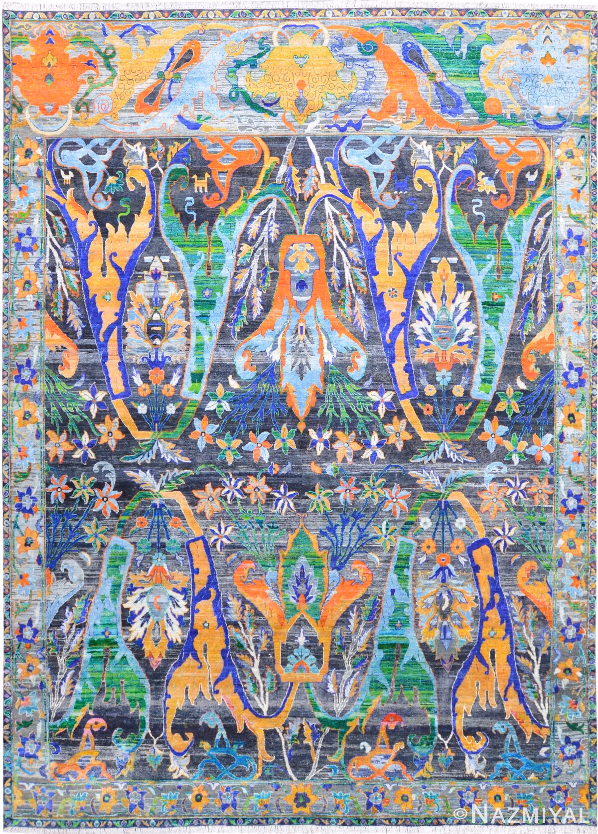 Modern Bidjar Style Silk and Wool Rug 30012 by Nazmiyal Rugs