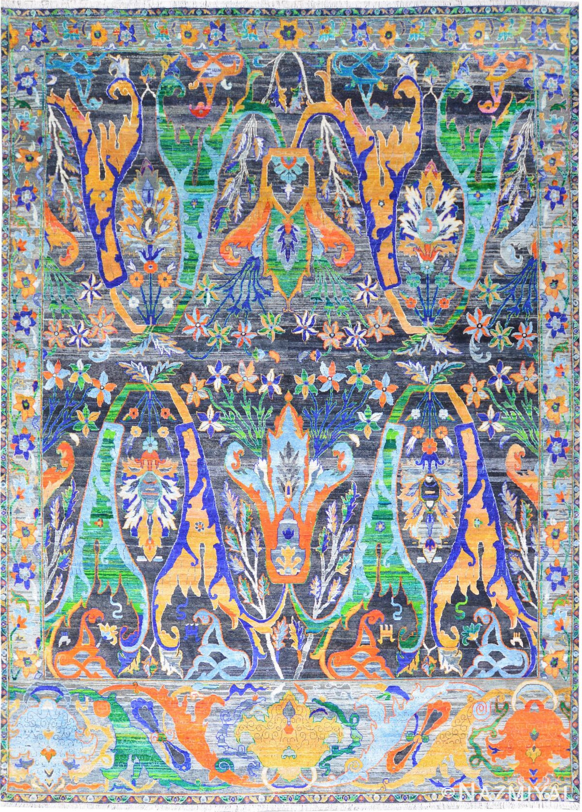 Modern Bidjar Style Silk and Wool Rug 30012 by Nazmiyal Rugs