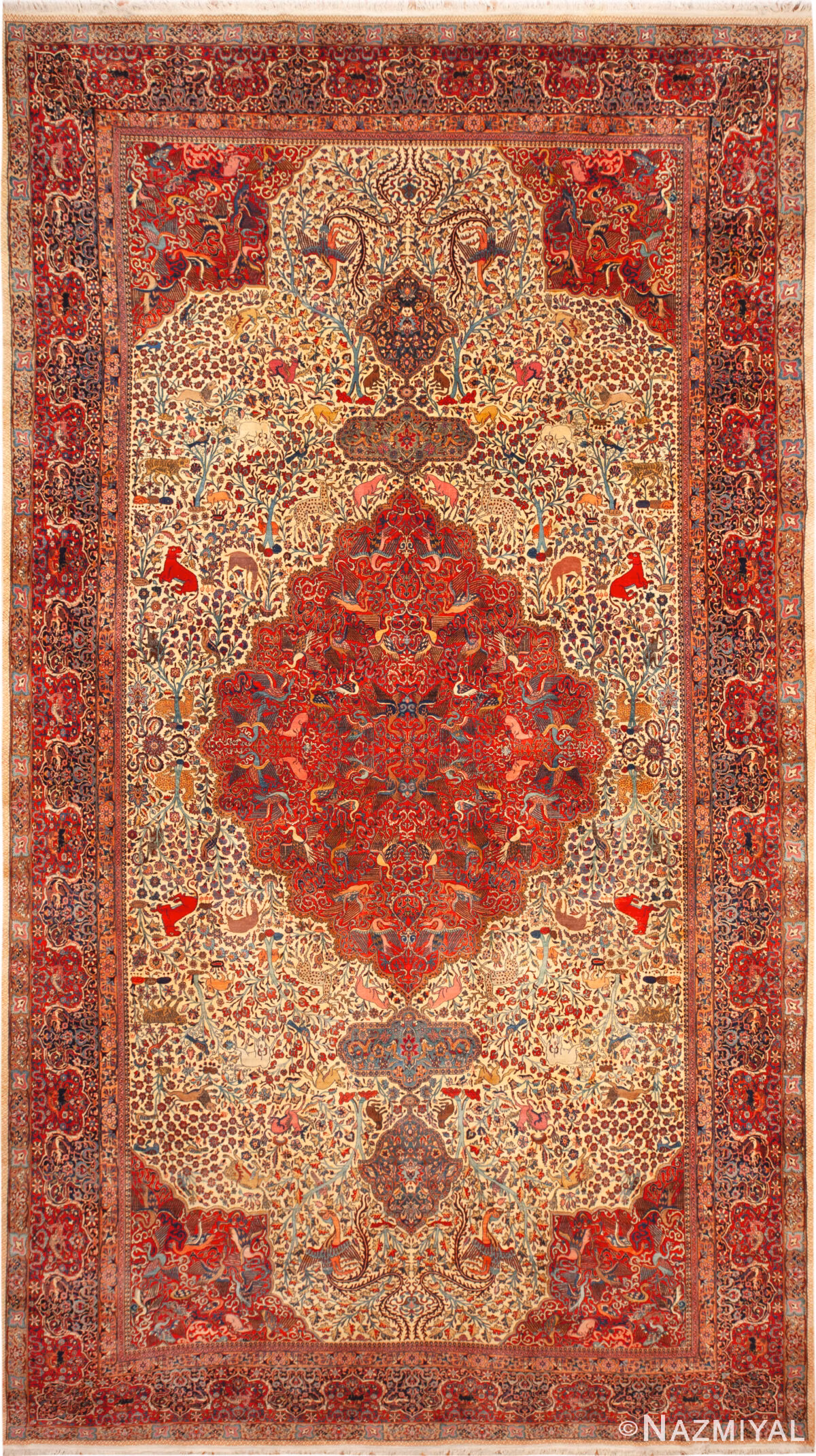 Oversize Antique Persian Mashad Amoghli Rug 95123 by Nazmiyal Rugs