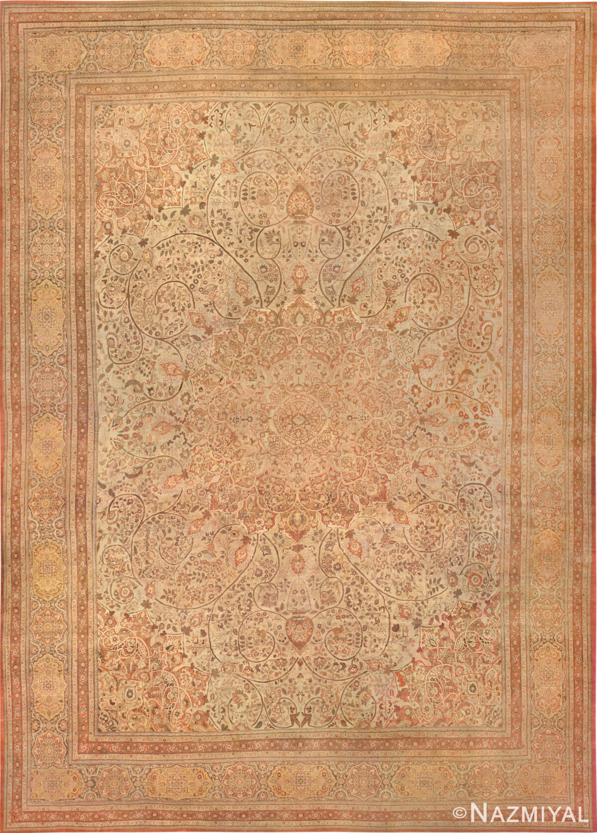 Oversized Antique Persian Tabriz Medallion Rug 74158 by Nazmiyal Rugs