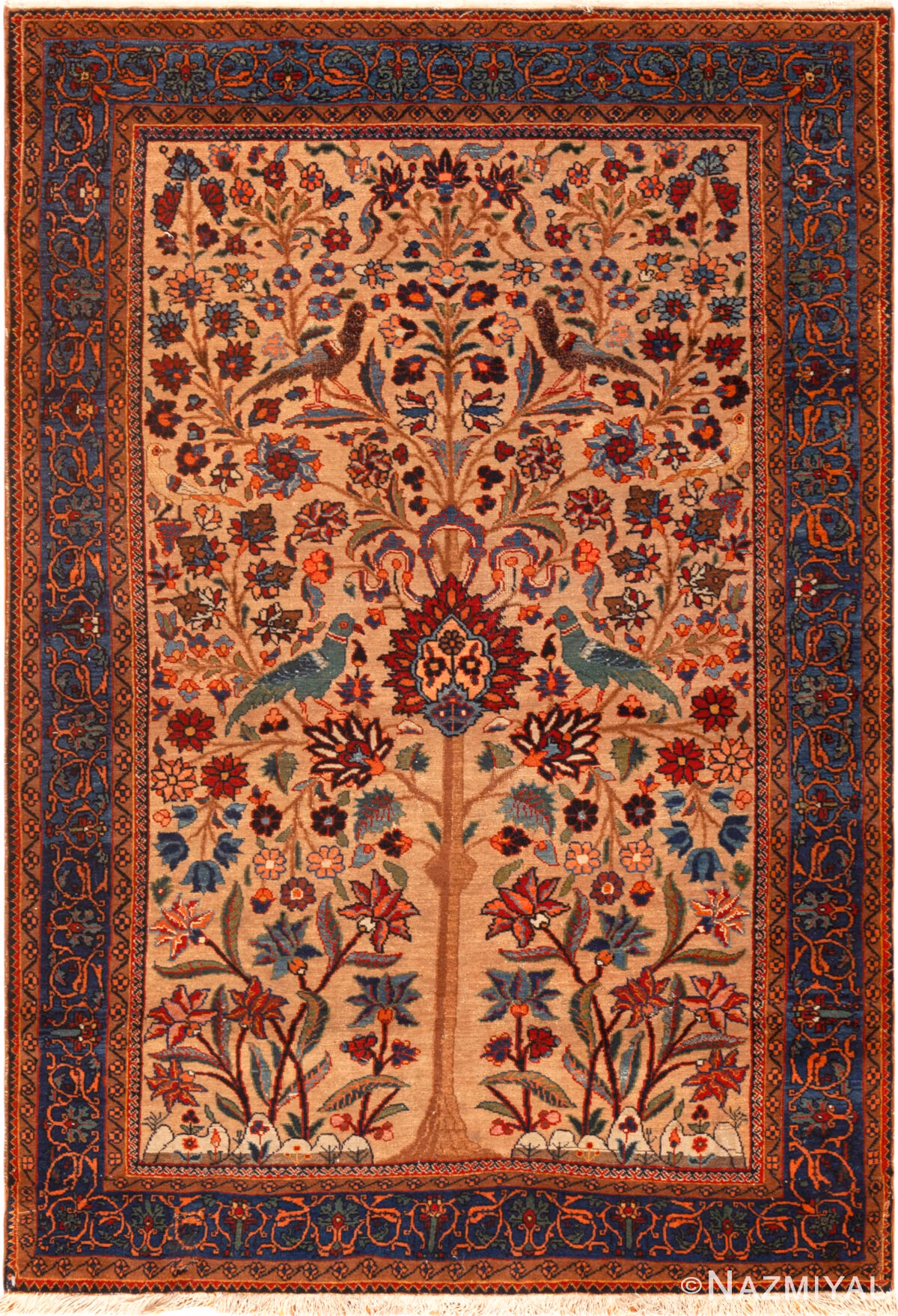Vintage Persian Tabriz Tree of Life Rug 74014 by Nazmiyal Collection