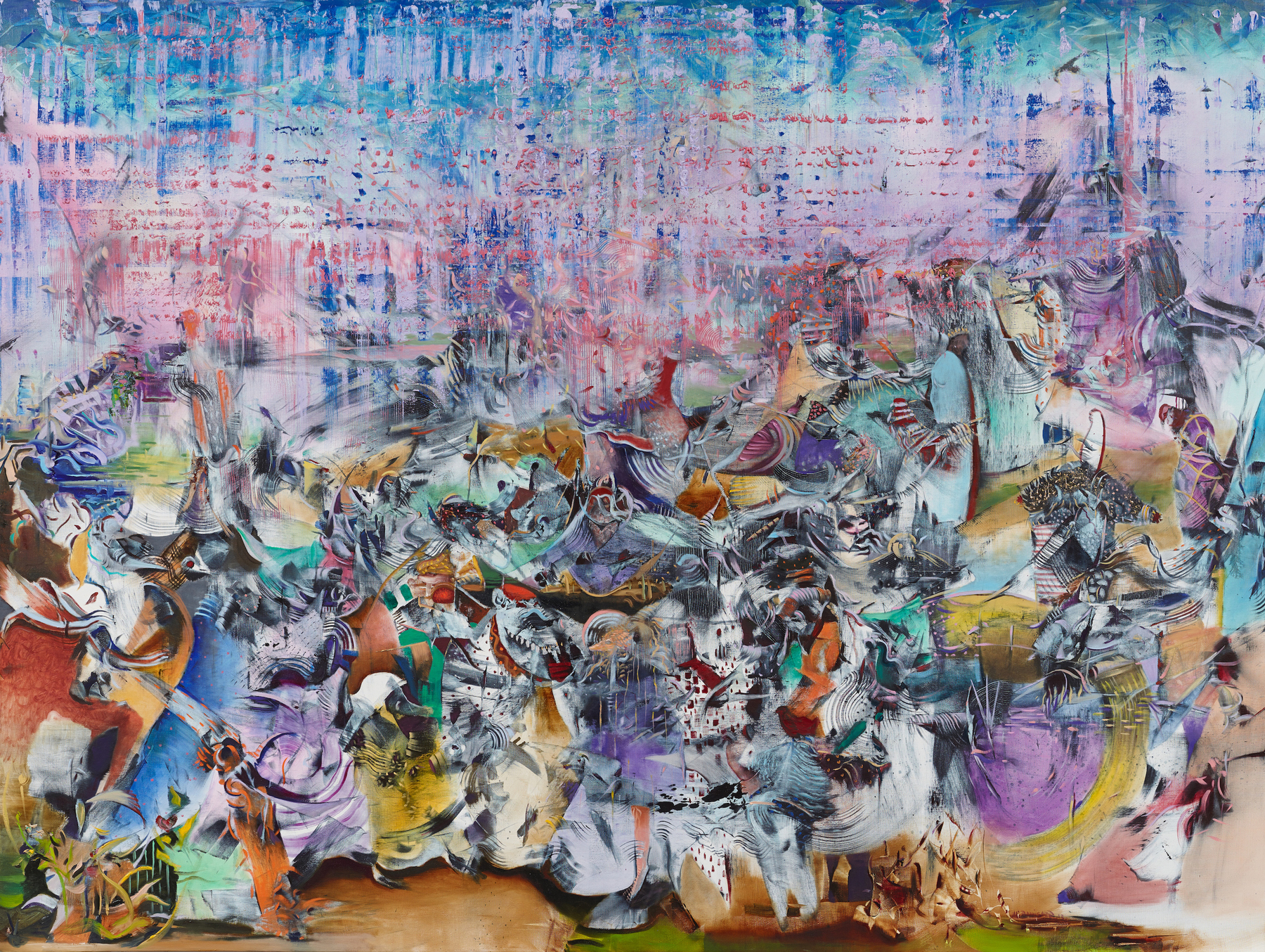 Ali Banisadr, Aleph, 2013. Oil on linen, 66 x 88 inches