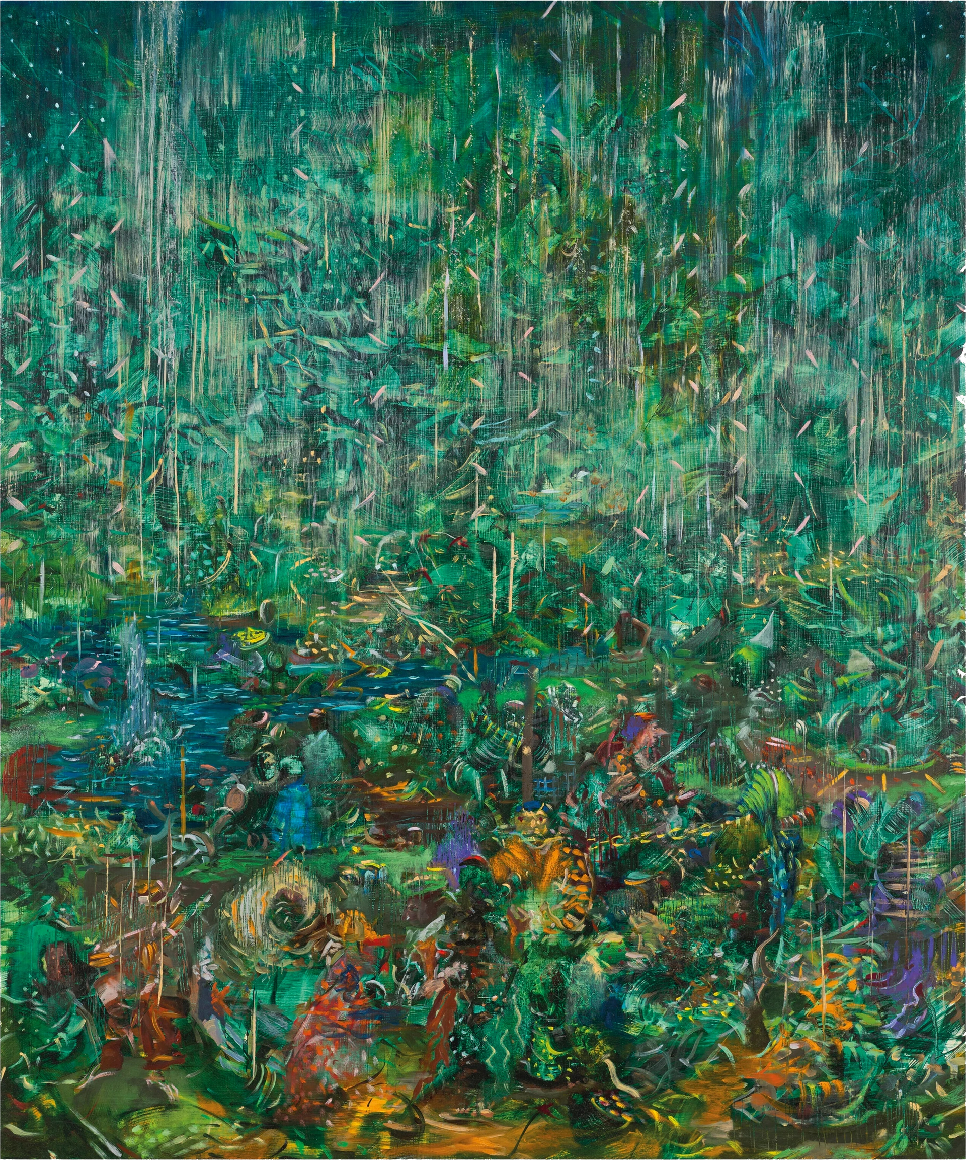 Ali Banisadr, Obstruction 2, 2011. Oil on linen, 36 x 30 inches.