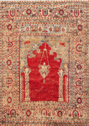 Antique Turkish Silk Prayer Rug 74200 by Nazmiyal Rugs