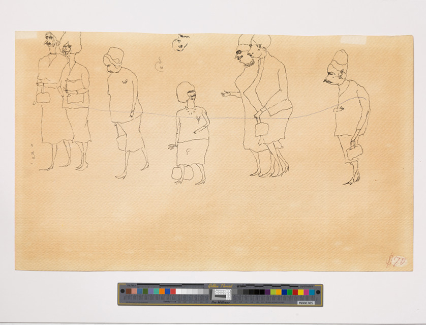 Ardeshir Mohassess, Untitled, 1974. Ink and colored pencil on paper, 10 x 18 inches