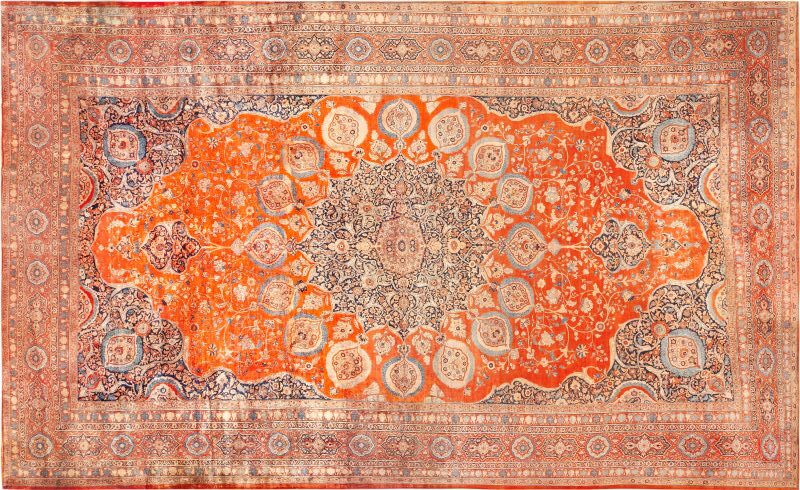 Large Antique Persian Silk Tabriz Rug #74124 by Nazmiyal Rugs