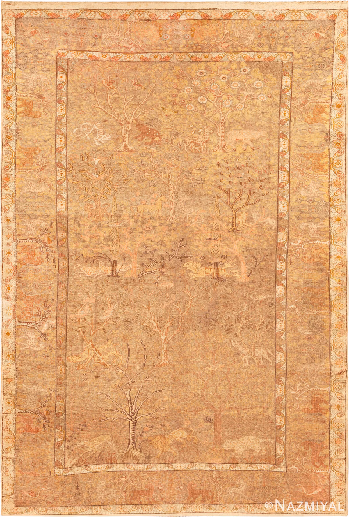 Antique Turkish Kayseri Silk and Metallic Thread Rug 74295 by Nazmiyal Rugs