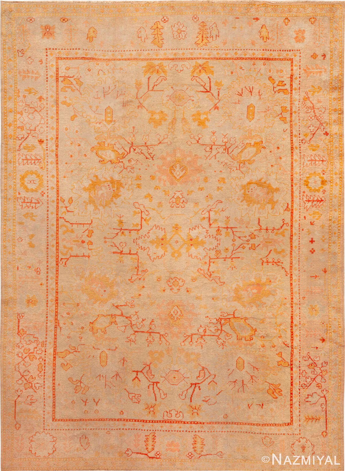 Antique Turkish Oushak Rug 74154 by Nazmiyal Rugs