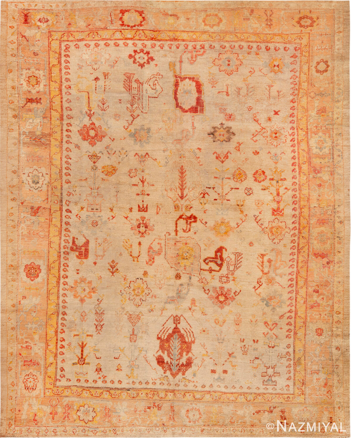 Antique Turkish Oushak Rug 74155 by Nazmiyal Rugs