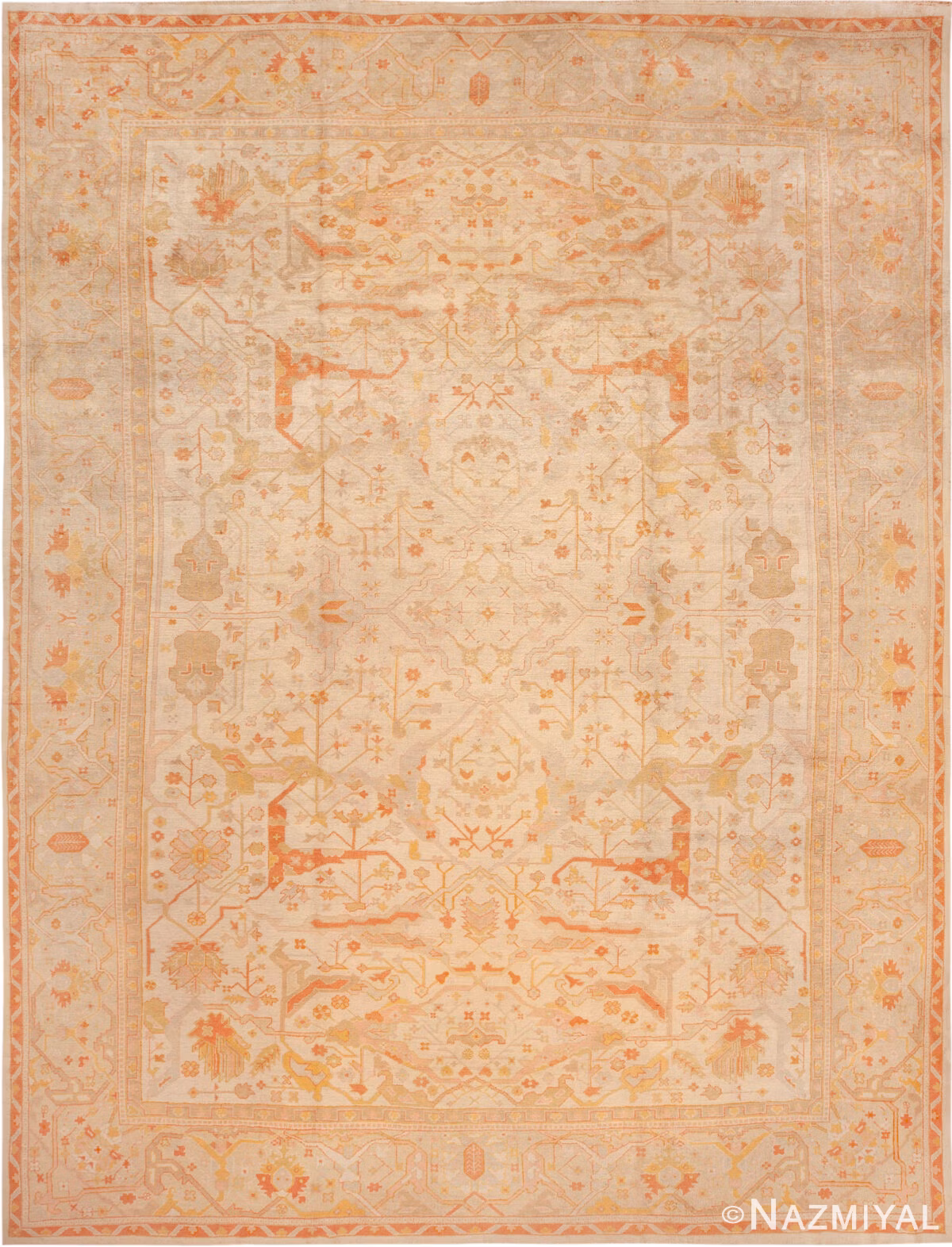 Large Antique Turkish Oushak Rug 74131 by Nazmiyal Rugs