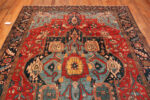 Floor View of Antique Persian Heriz Rug 74332 by Nazmiyal Rugs