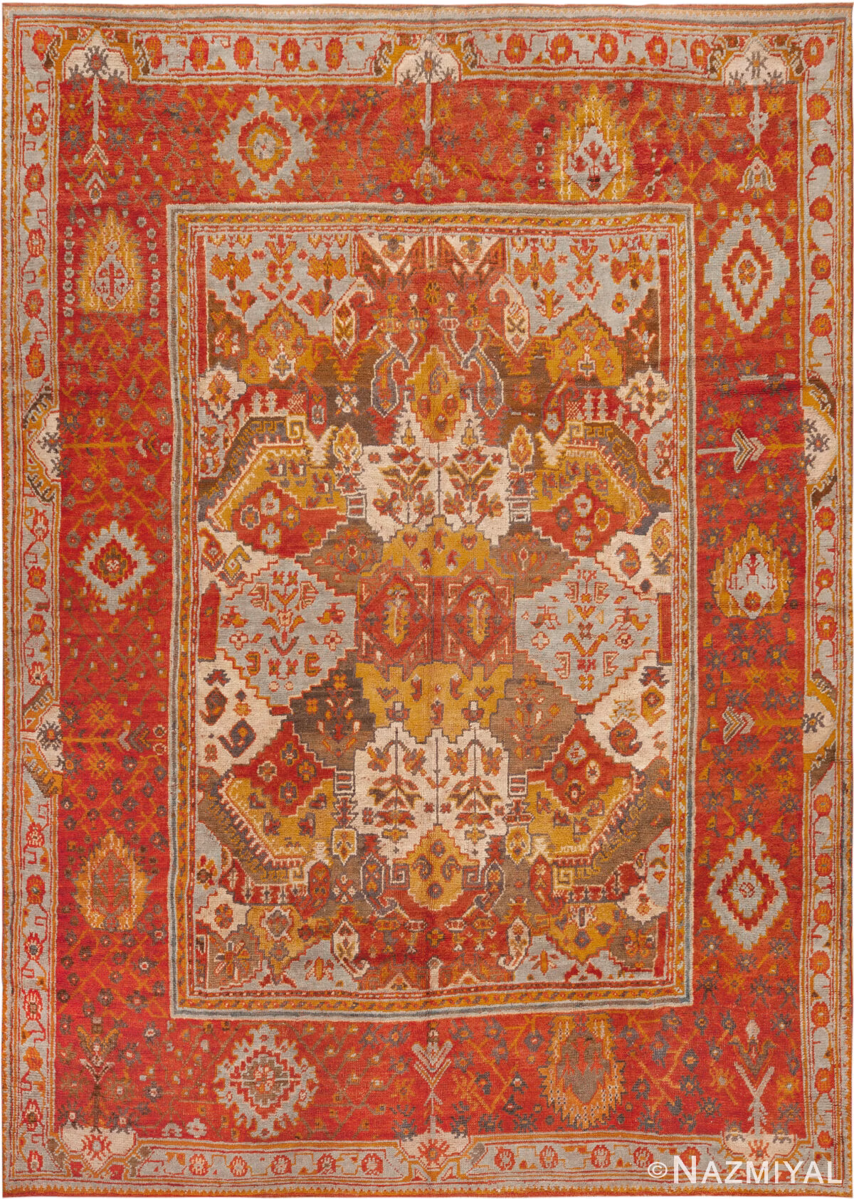 Antique Turkish Oushak Rug 74421 by Nazmiyal Rugs
