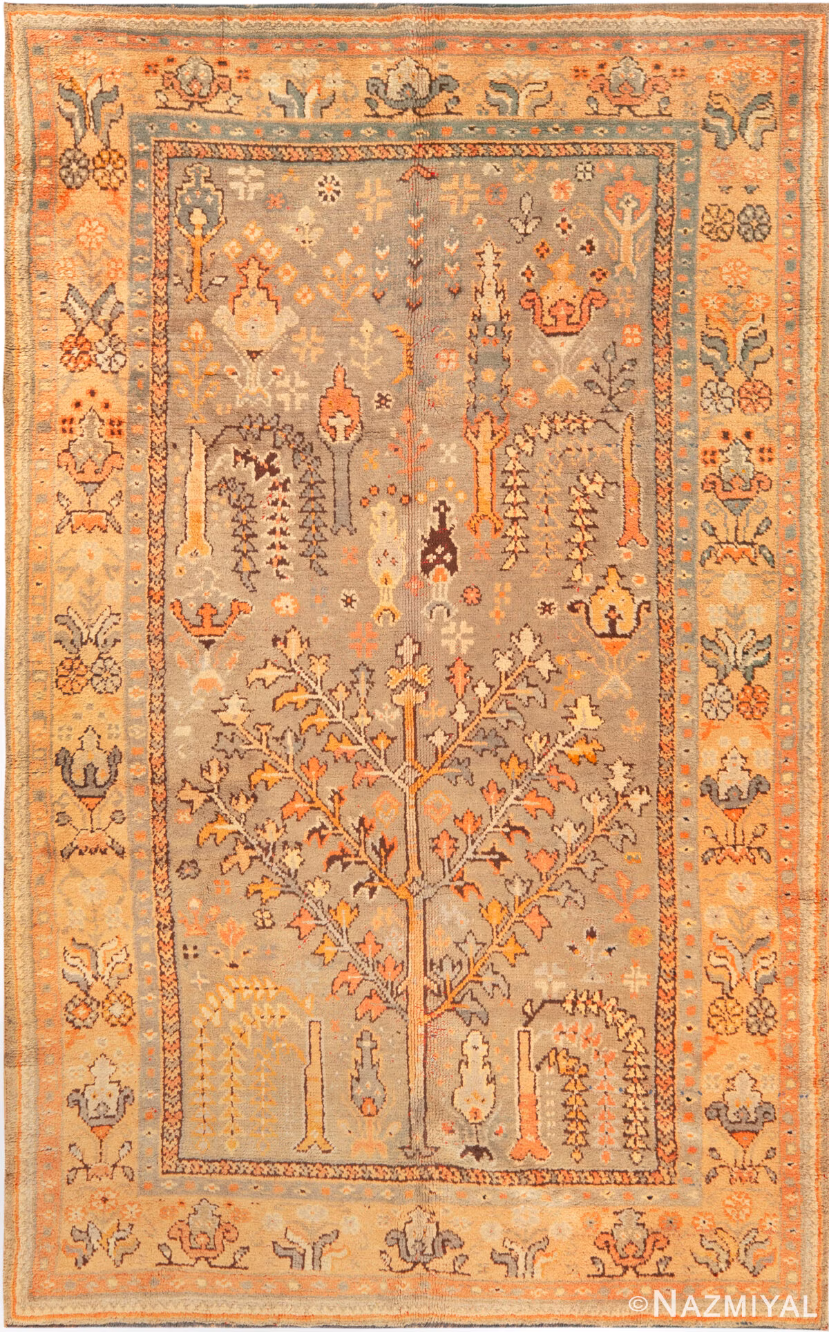 Antique Turkish Oushak Rug 74428 by Nazmiyal Rugs