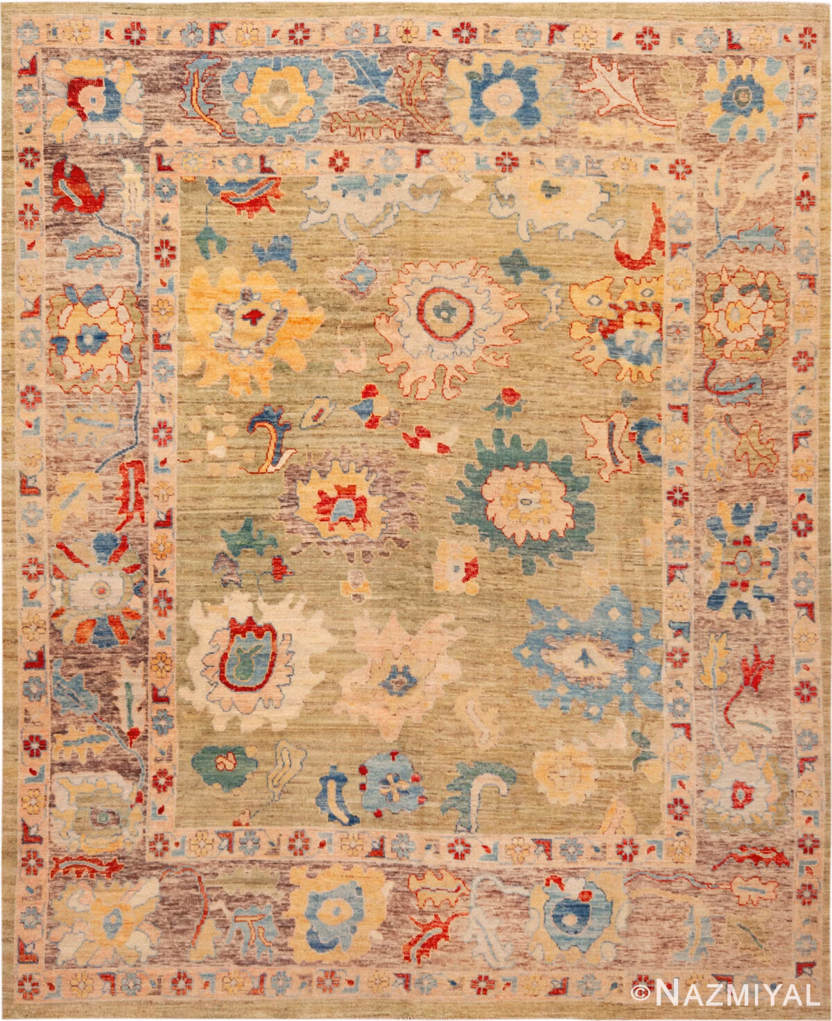 Modern Central Asian Oushak Rug 61284 by Nazmiyal Rugs