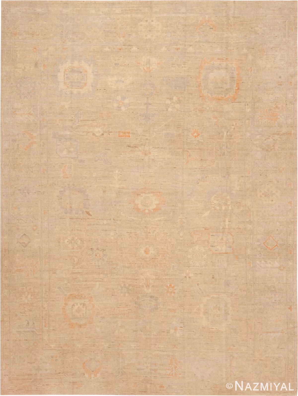 Modern Central Asian Oushak Rug 61290 by Nazmiyal Rugs