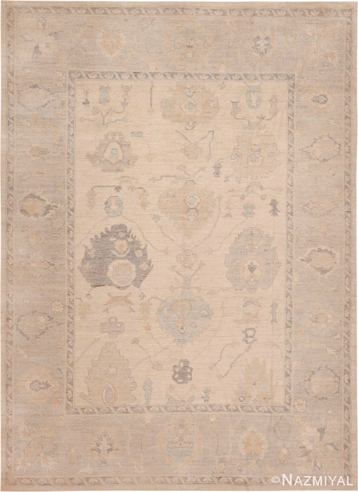 Modern Central Asian Oushak Rug 61296 by Nazmiyal Rugs