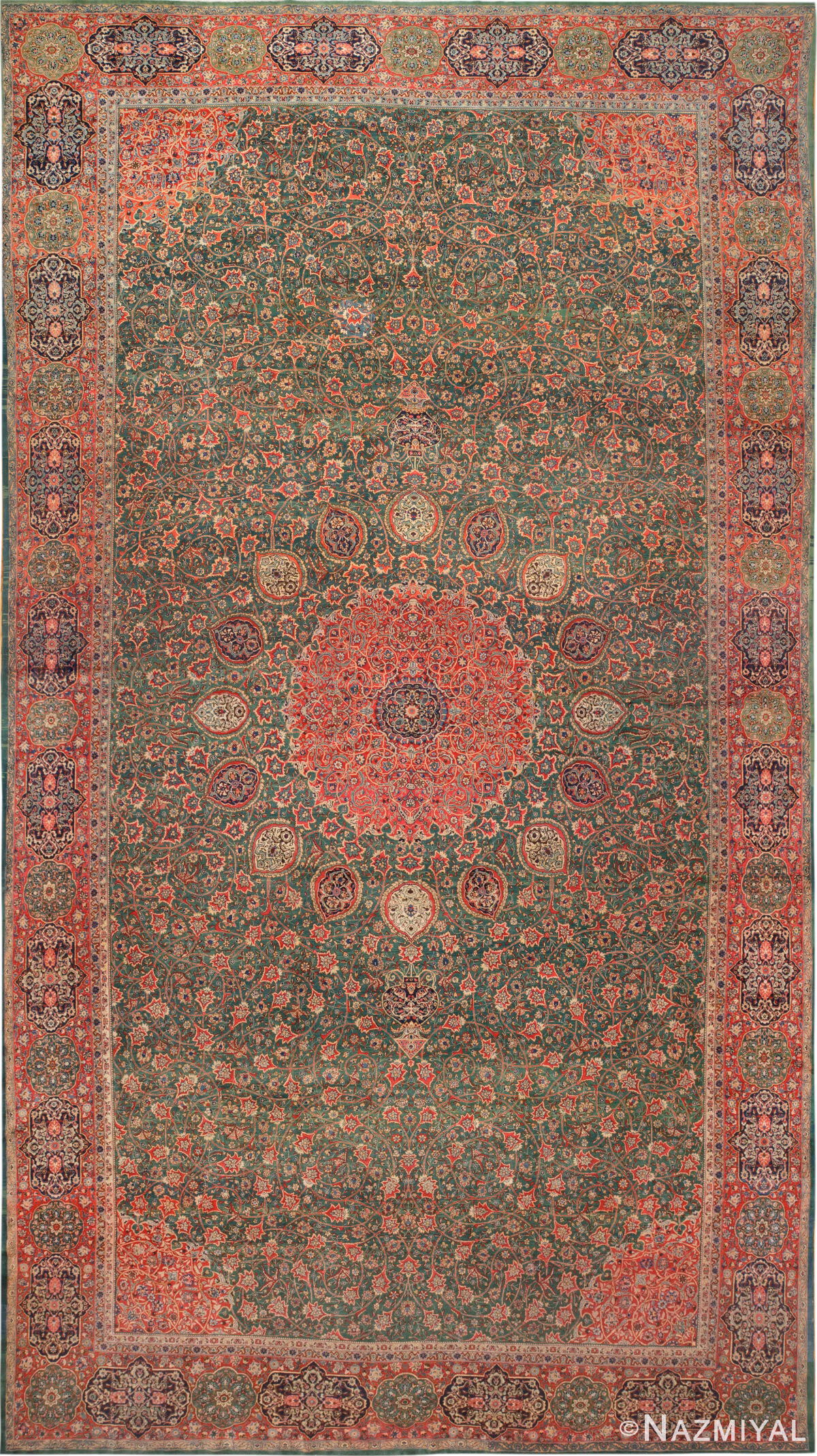 Oversize Antique Persian Tabriz Rug 15432 by Nazmiyal Rugs