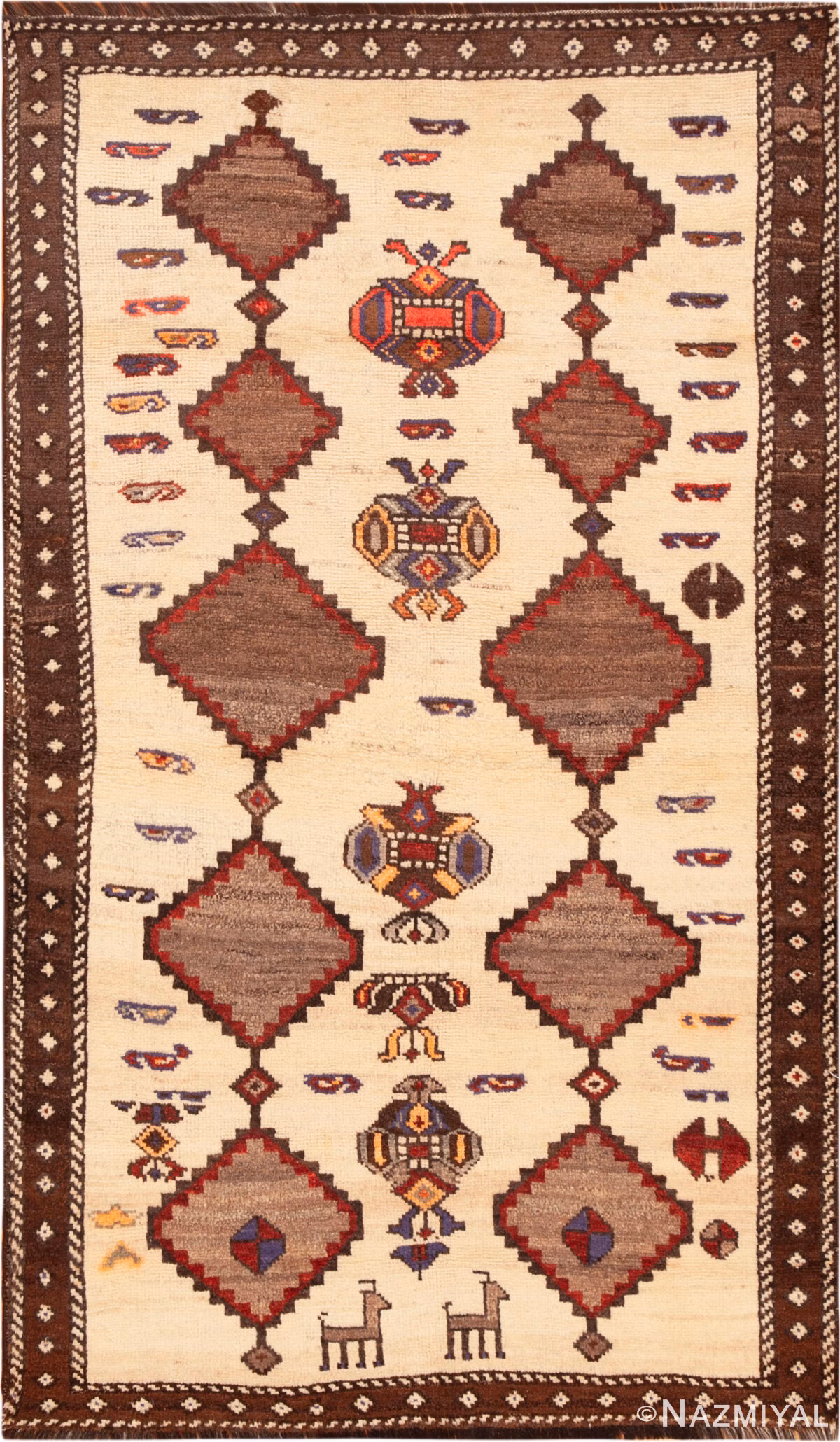 Vintage Persian Gabbeh Rug 74359 by Nazmiyal Rugs