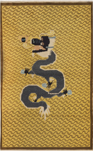 Antique Chinese Dragon Design Rug 74501 by Nazmiyal Collection