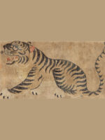 Close Up of Antique Tibetan Tiger Rug 74489 by Nazmiyal Rugs