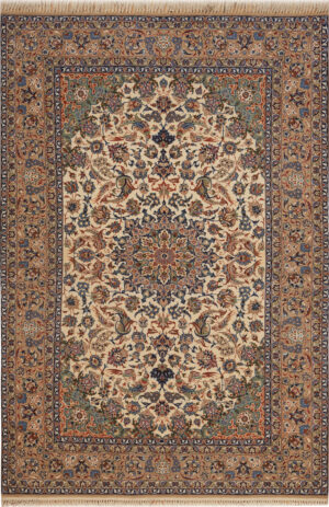 Vintage Persian Isfahan Silk Foundation Rug 74473 by Nazmiyal Collection