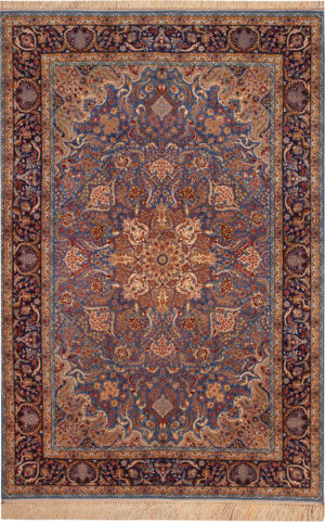Vintage Silk Foundation Persian Isfahan Rug 74470 by Nazmiyal Collection