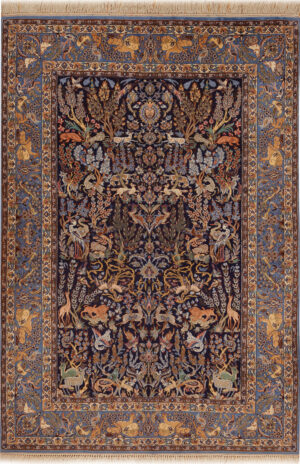 Vintage Silk Foundation Persian Isfahan Rug 74472 by Nazmiyal Collection