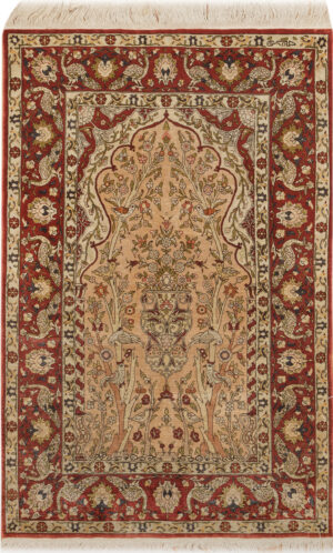 Vintage Turkish Hereke Silk Rug 74491 by Nazmiyal Collection