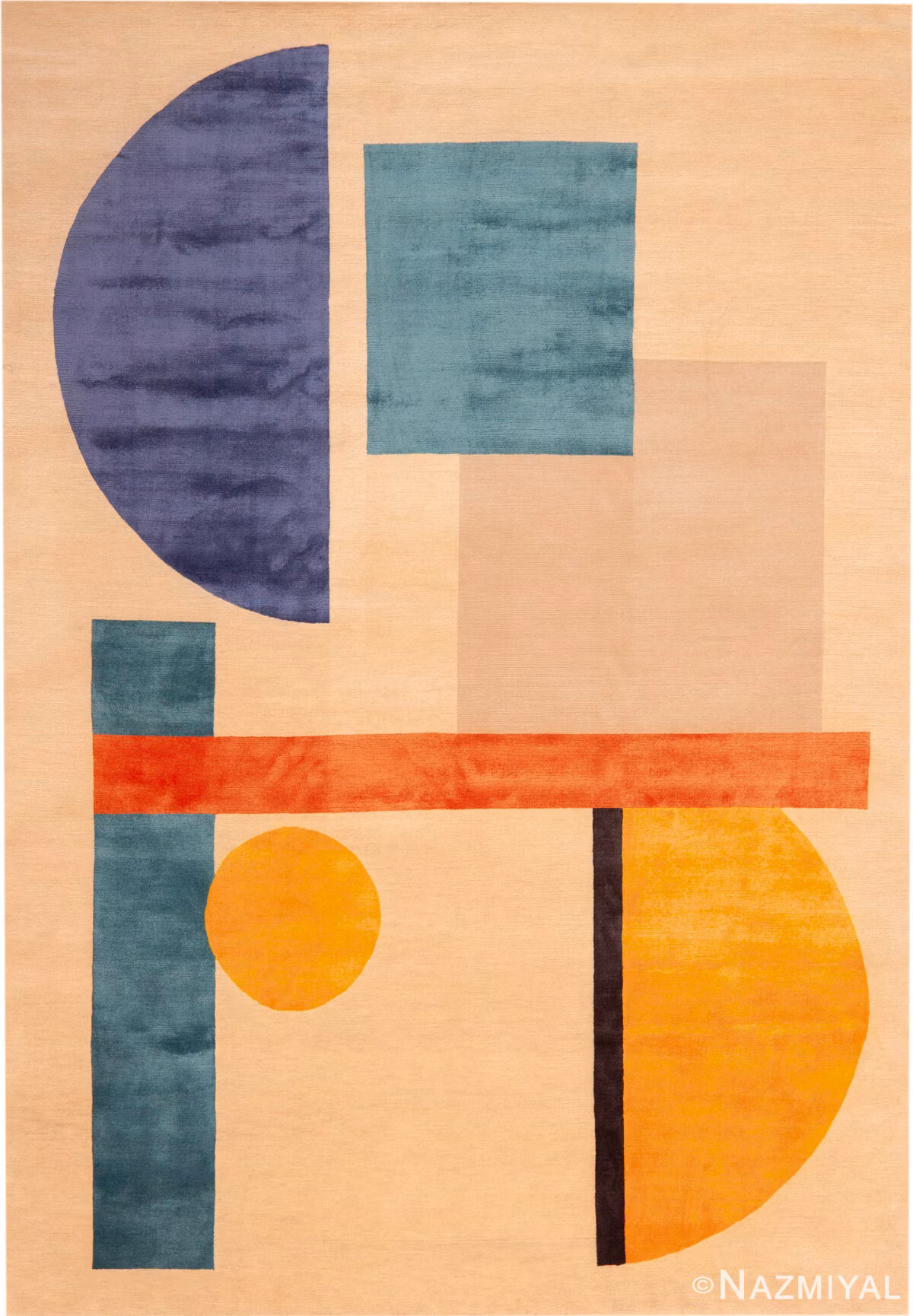 Modern Silk and Wool Rug 61271 Nazmiyal Atelier