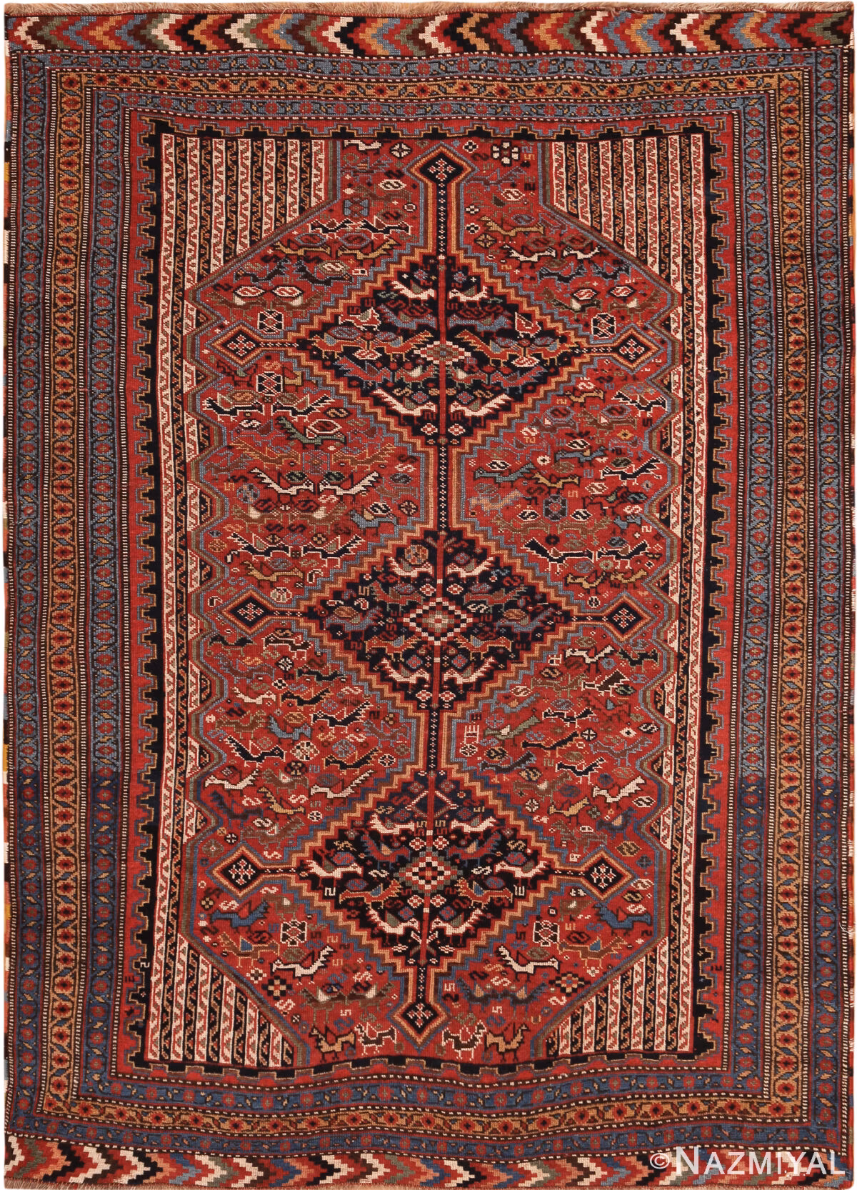 Antique Persian Qashqai Rug 74197 by Nazmiyal Rugs