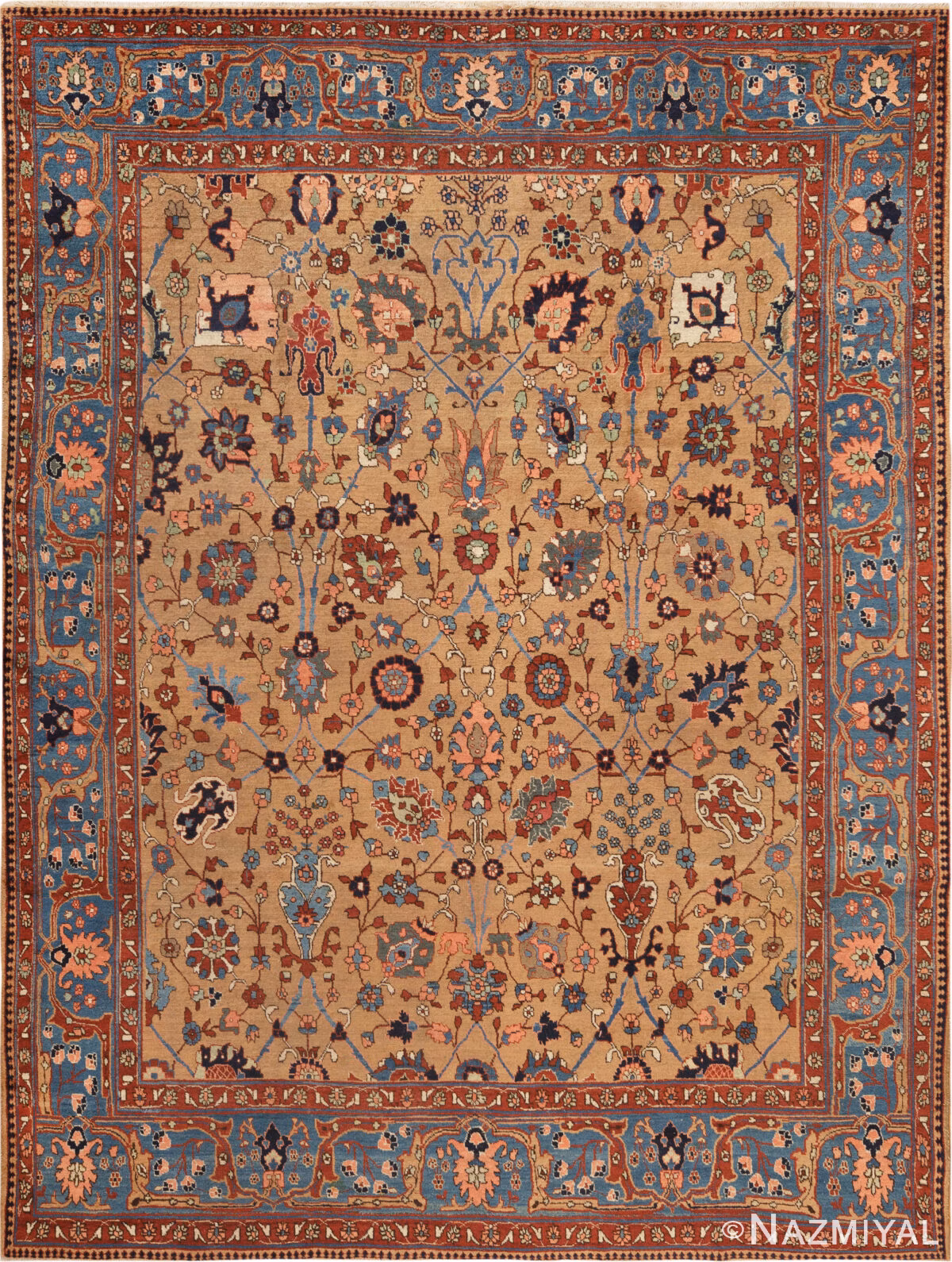 Antique Persian Tabriz Rug 74460 by Nazmiyal Rugs