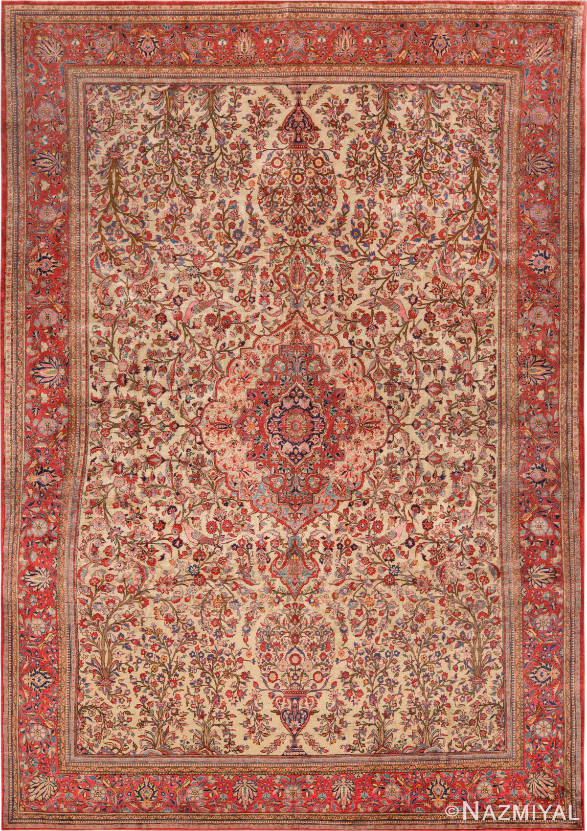 Antique Silk Persian Kashan Rug 74450 by Nazmiyal Rugs