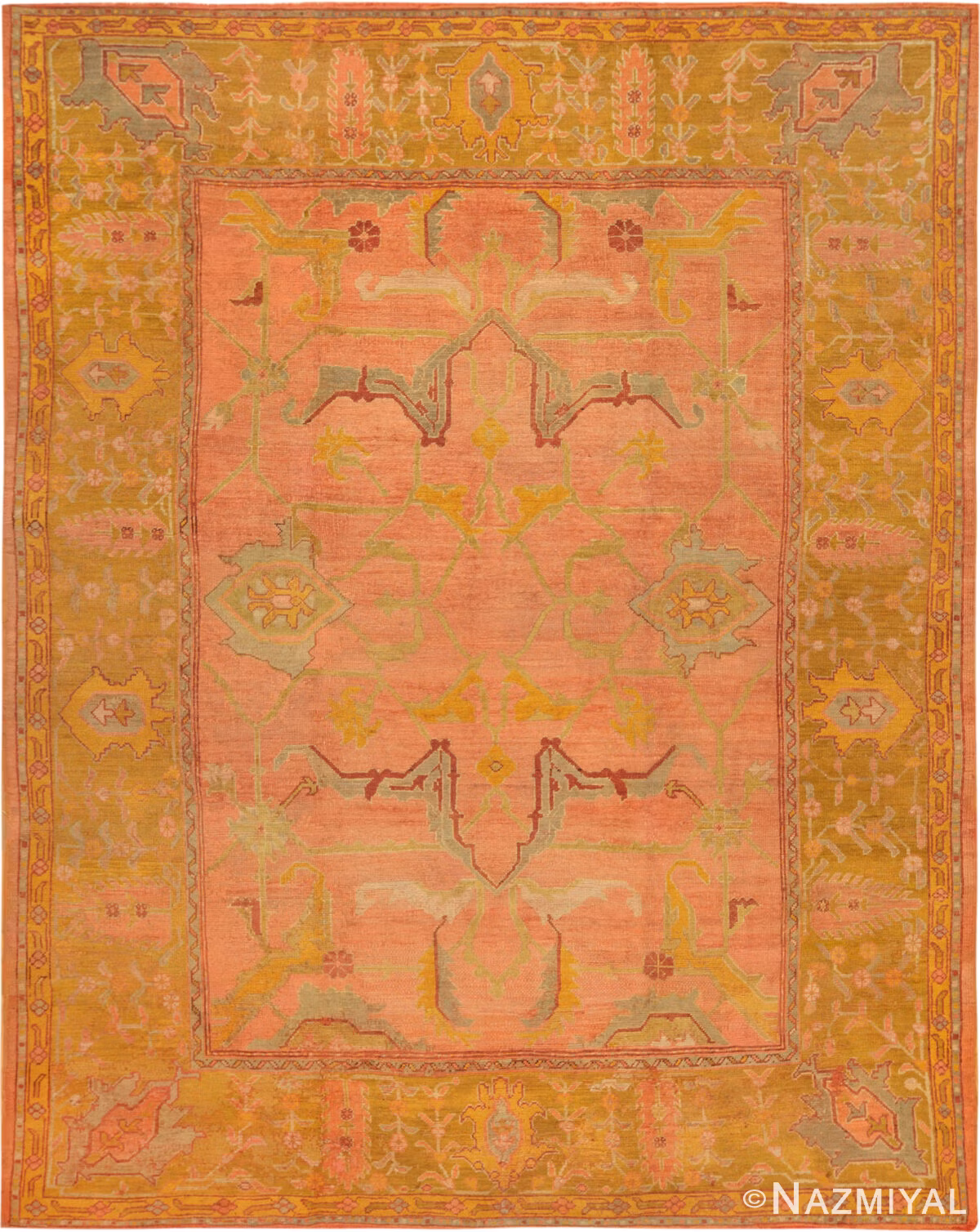 Antique Turkish Oushak Rug 74436 by Nazmiyal Collection