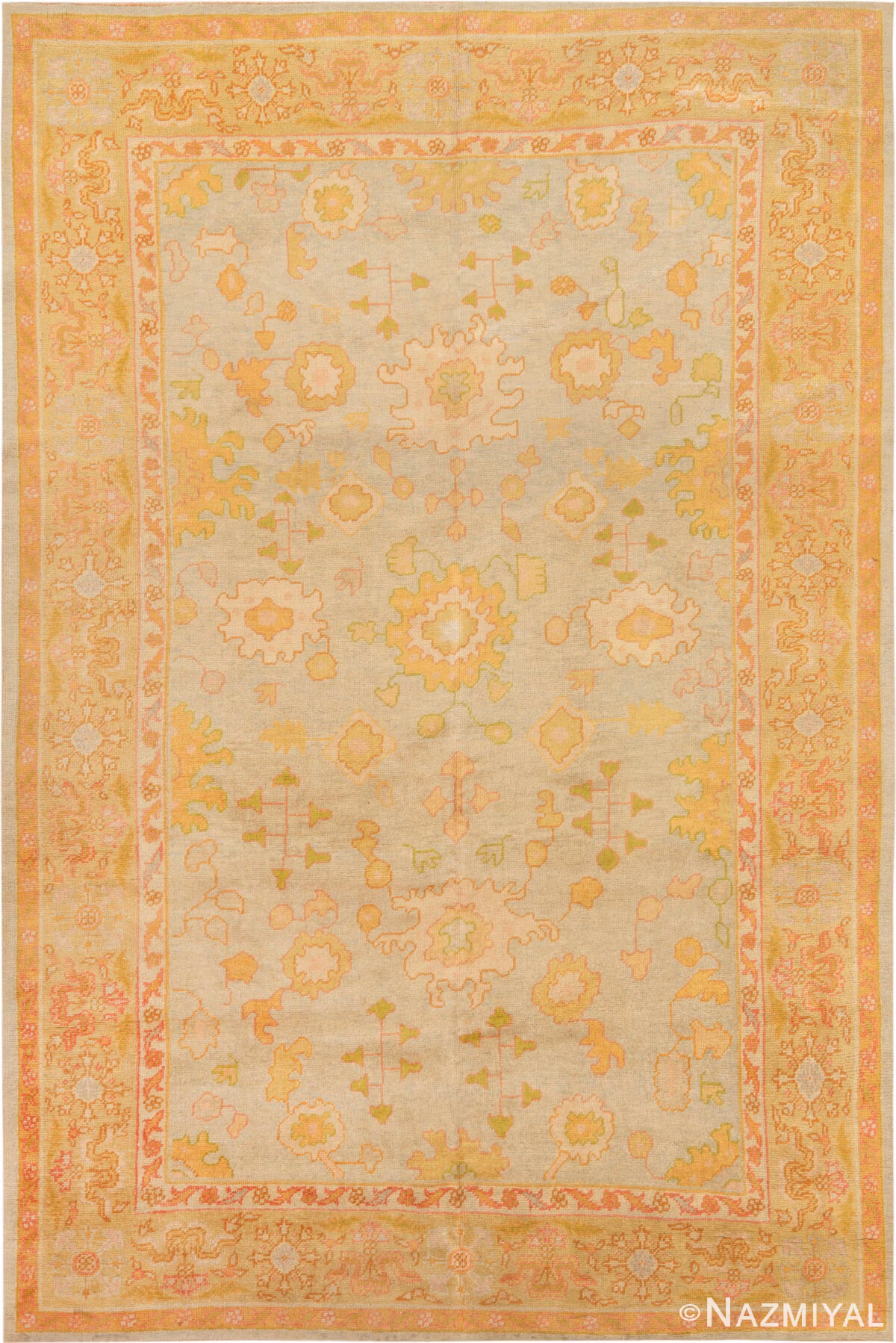 Antique Turkish Oushak Rug 74503 by Nazmiyal Collection