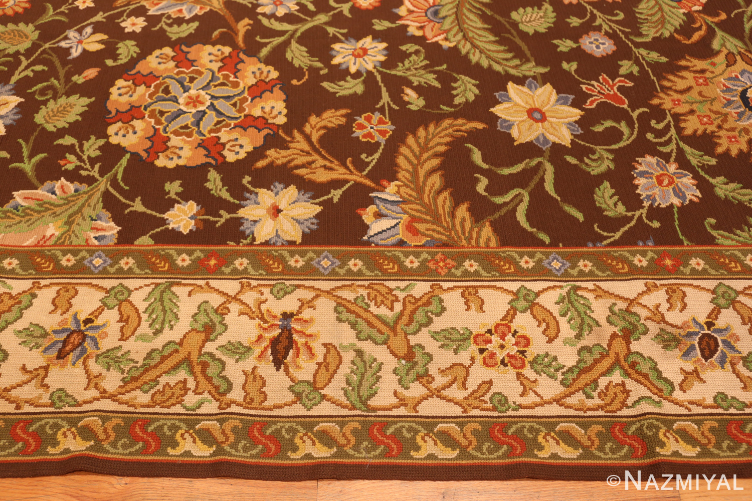 Border of Vintage Gallery Size Portuguese Needlepoint Rug 74150 by Nazmiyal Rugs