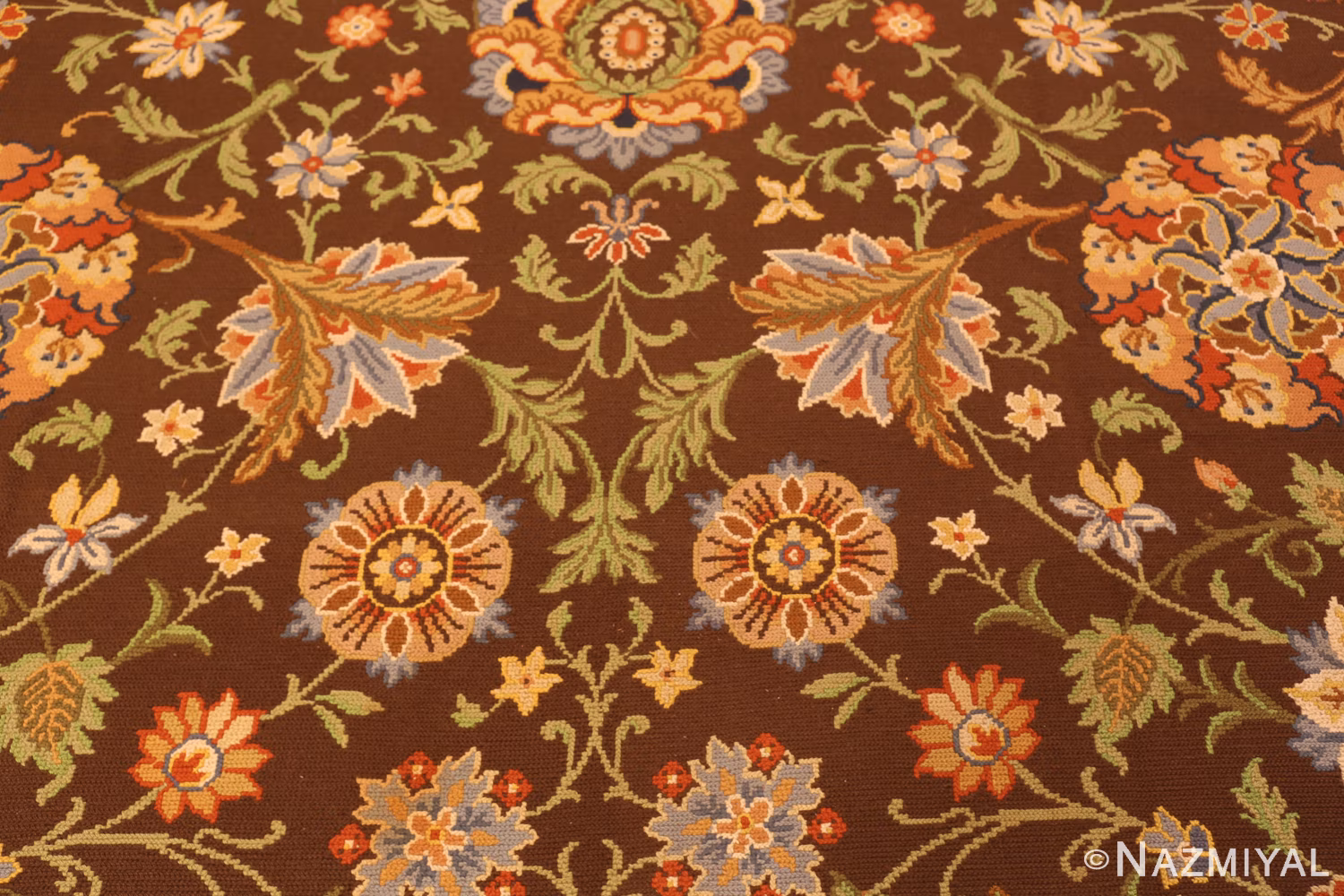 Field Design of Vintage Gallery Size Portuguese Needlepoint Rug 74150 by Nazmiyal Rugs