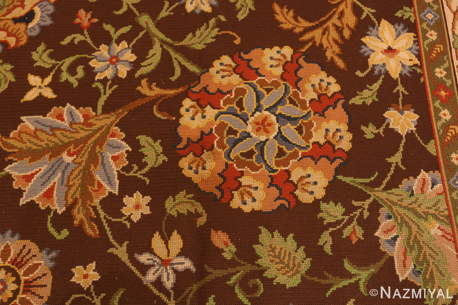 Octagonal Feature on Vintage Gallery Size Portuguese Needlepoint Rug 74150 by Nazmiyal Rugs