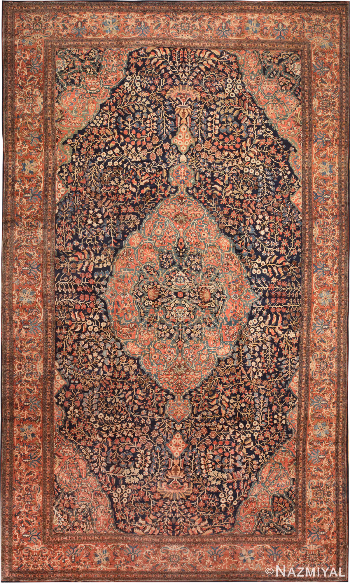 Oversized Antique Persian Farahan Sarouk Rug 74451 by Nazmiyal Collection