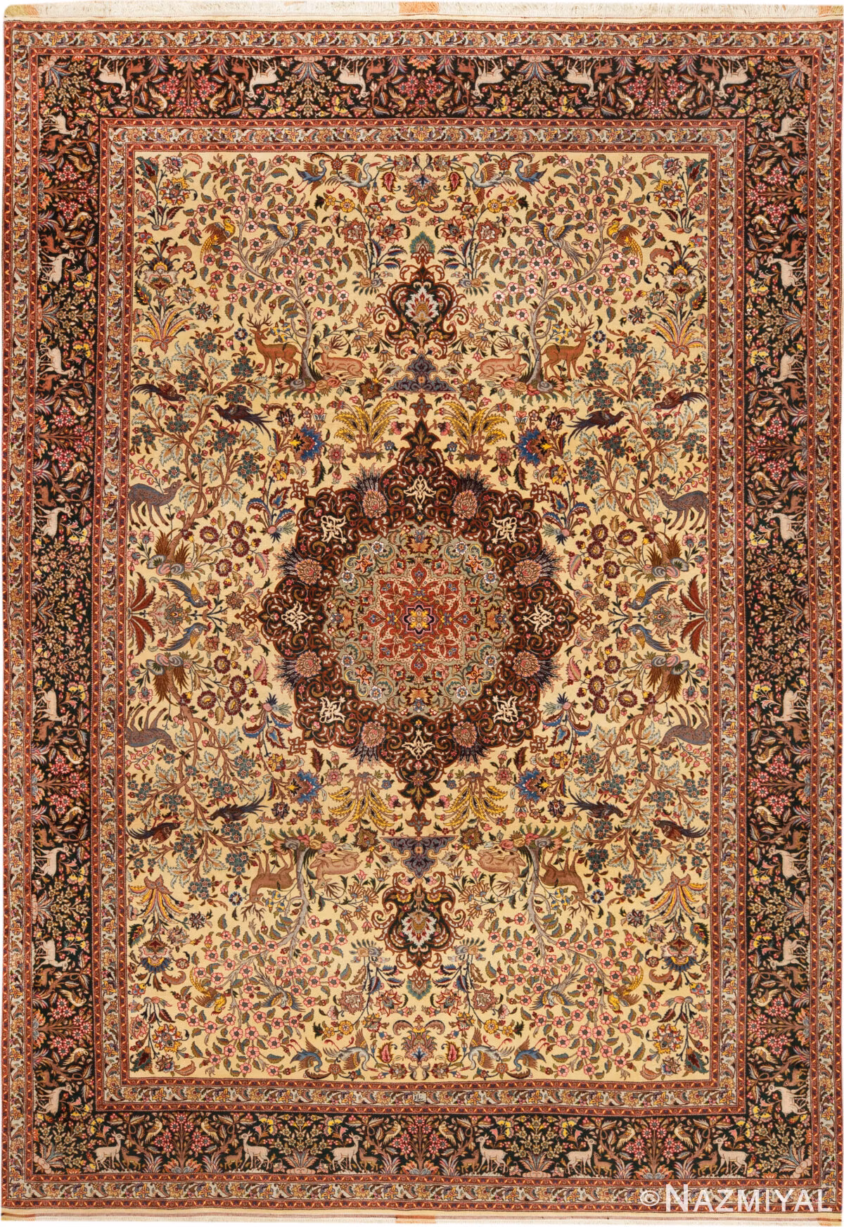 Vintage Persian Tabriz Silk and Wool Rug 74456 by Nazmiyal Collection