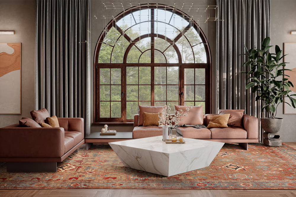 Bakshaish Rug 74166 in Orange Room by Nazmiyal Collection for Color Blog