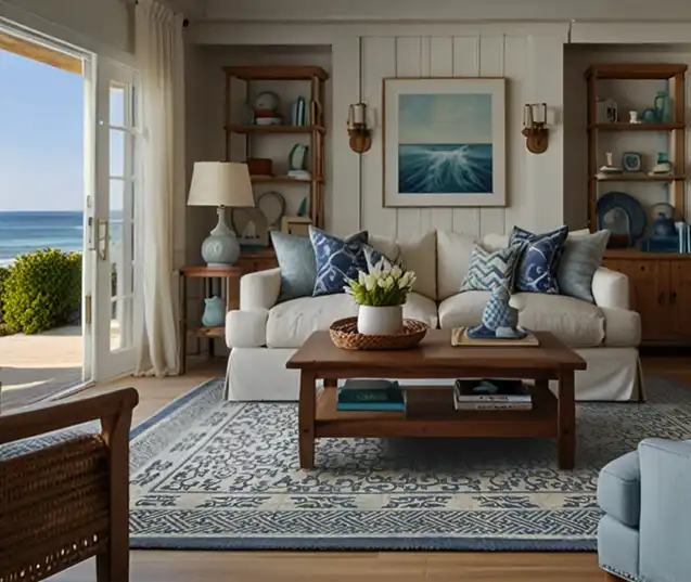 Antique rug in a furnished interior