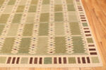 Corner of Green Gridded Modern Swedish-Style Kilim Rug Corner of Green Gridded Modern Swedish-Style Kilim Rug 74393 by Nazmiyal Collection