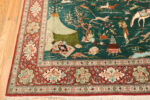 Corner of Vintage Persian Qum Silk Hunting Rug Corner of Vintage Persian Qum Silk Hunting Rug 74487 by Nazmiyal Collection